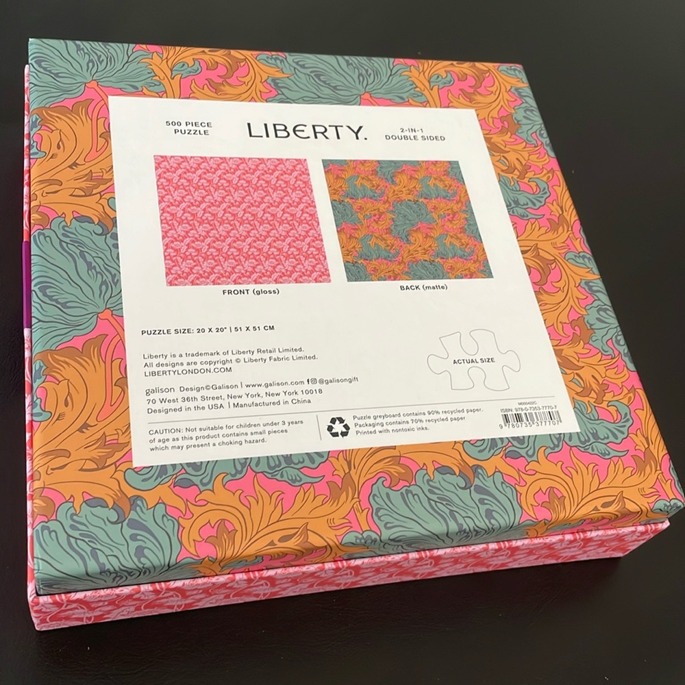 Pink Liberty London 2-in-1 double-sided puzzle LIBERTY PUZZLE